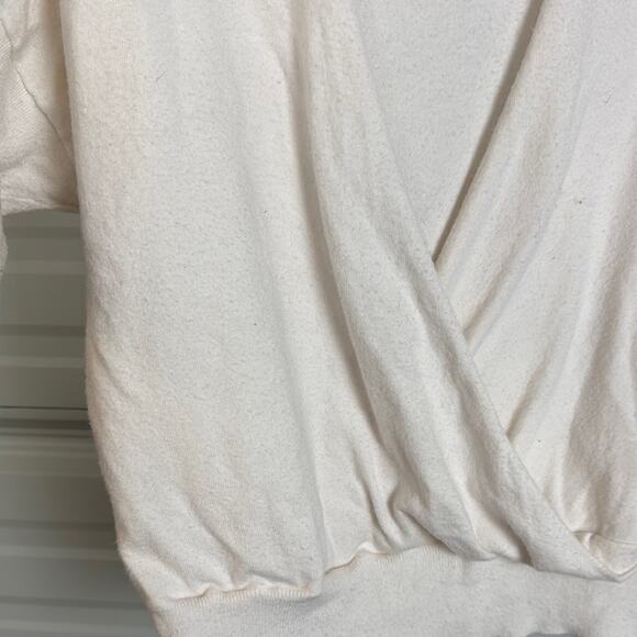 CALIA by Carrie Underwood Cream V-Neck Sweater with Wrap Style - Picture 3 of 7